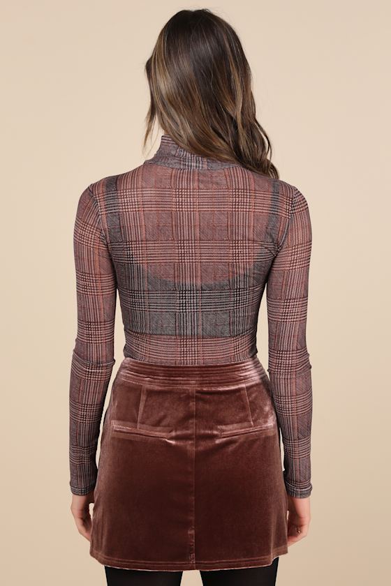 Splendid Mood Mauve Velvet High-Rise Mini Skirt