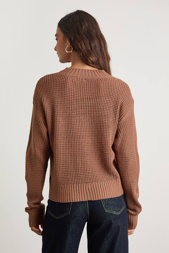 Campfire Cozy Light Brown Cropped Sweater
