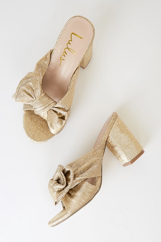 Dorothea Gold Knotted High Heel Sandals