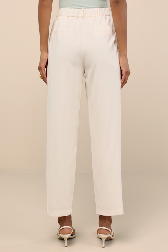 Sophisticated Company Ivory Straight Leg Trouser Pants