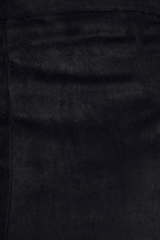 Superpower Black Suede Pencil Skirt
