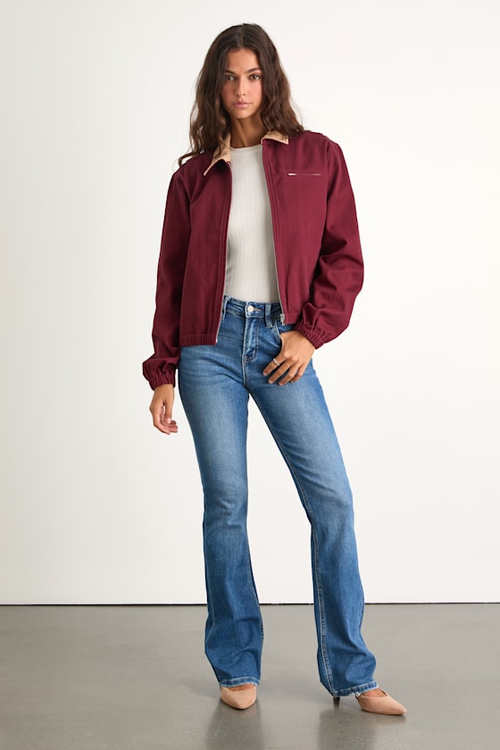 Haimi Burgundy Cotton Barn Jacket