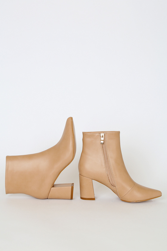Sarai Light Nude Pointed-Toe Ankle Booties