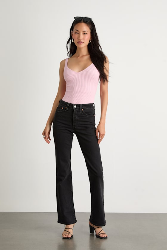 Emberlin Light Pink Ribbed Low-Back Sleeveless Bodysuit