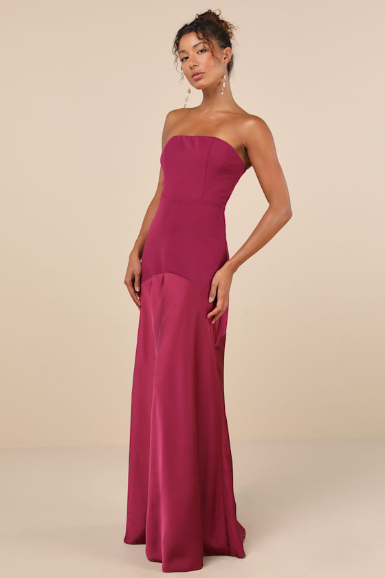 Compelling Style Plum Purple Strapless A-Line Maxi Dress