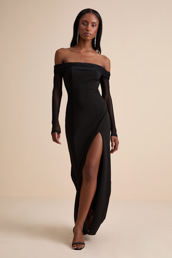 Rafaella Black Backless Off-the-Shoulder Maxi Dress