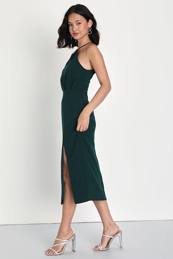 Dreamy Date Night Emerald Green Sleeveless Midi Dress