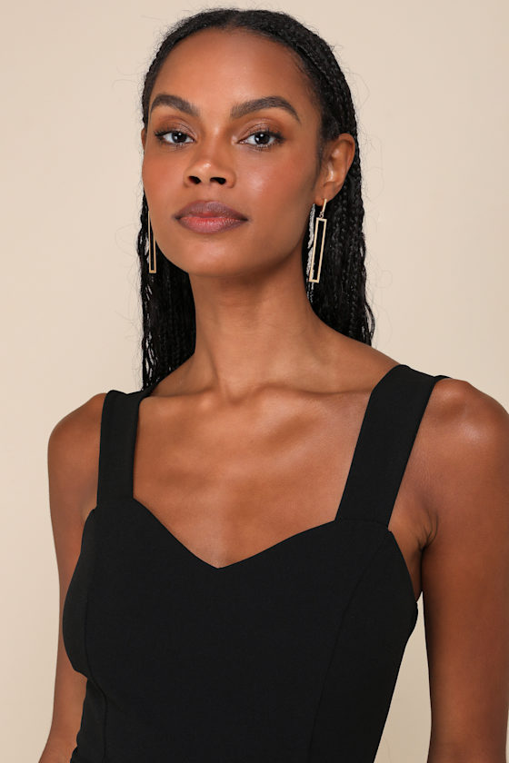 Always Beautiful Black Sleeveless Tulip Midi Dress