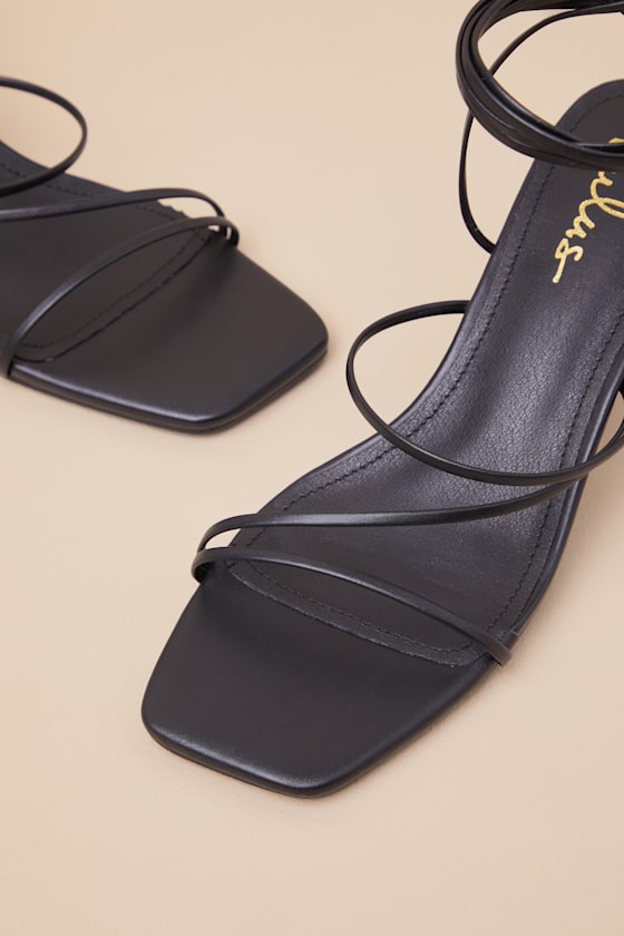 Aliah Black Lace-Up High Heel Sandals