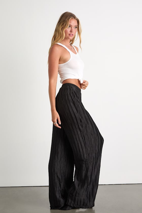Majorly Envied Black Pleated Wide-Leg Pants