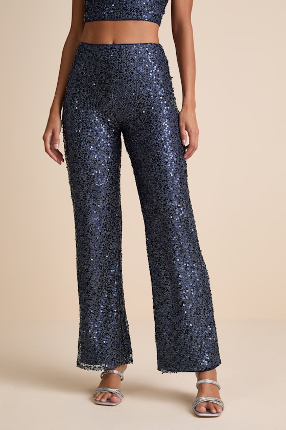 Sparkling Image Navy Sequin Two-Piece Jumpsuit
