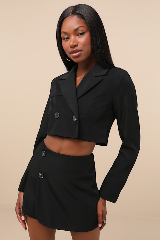 Suit 'Em Up Black Black High-Waisted Skort