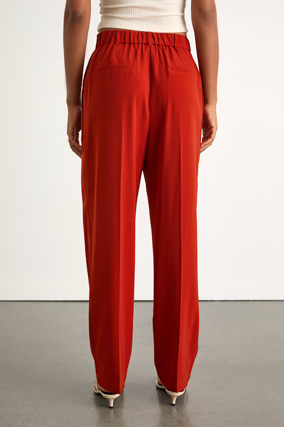 Sophisticated Company Rust Red Straight Leg Trouser Pants