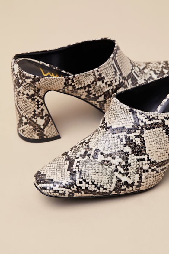 Londynn Snake Square-Toe Mule Pumps