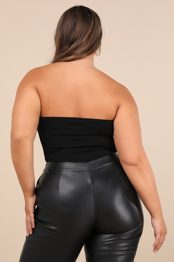 Babe Alert Black Notched Strapless Bodysuit