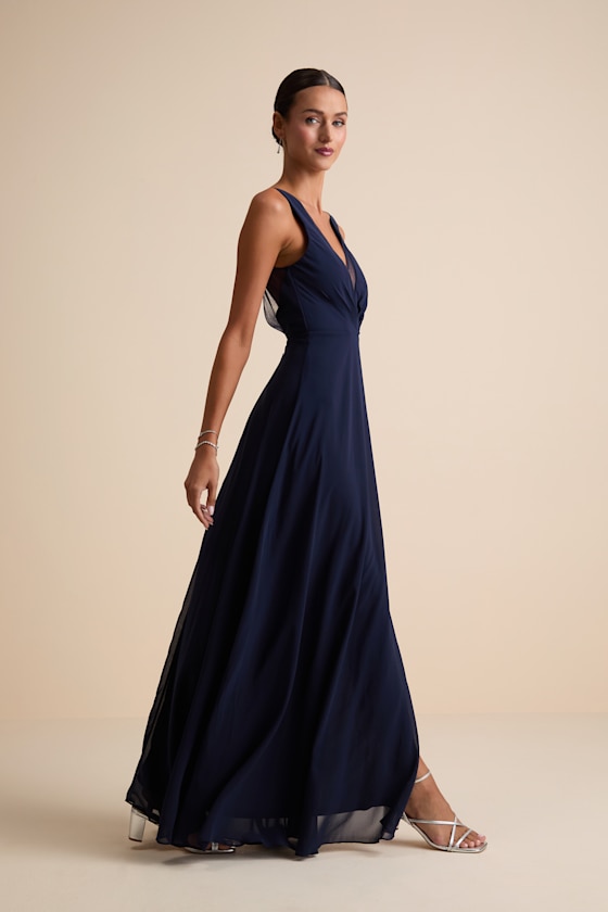 Simply Immaculate Navy Blue Backless Maxi Dress