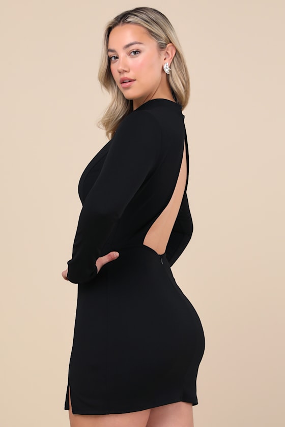 Sultry Favorite Black Backless Mini Dress