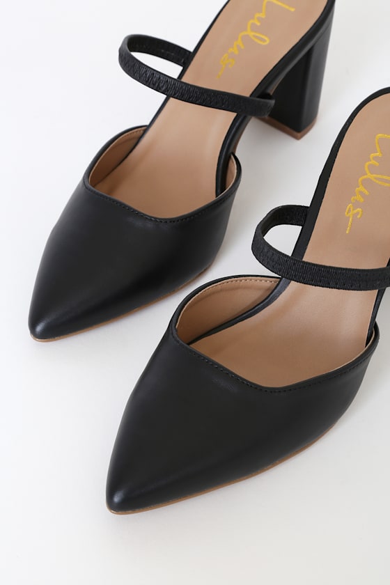 Maryna Black Pointed-Toe Mules