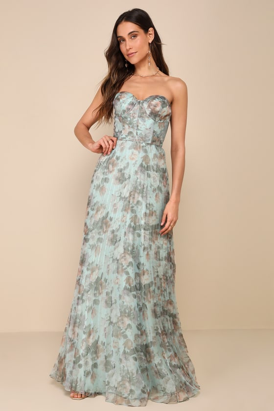 Most Beautiful Day Sage Multi Floral Print Organza Maxi Dress