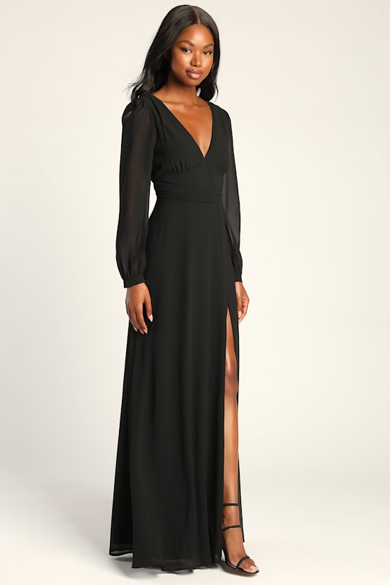 Love You So Black Long Sleeve Maxi Dress