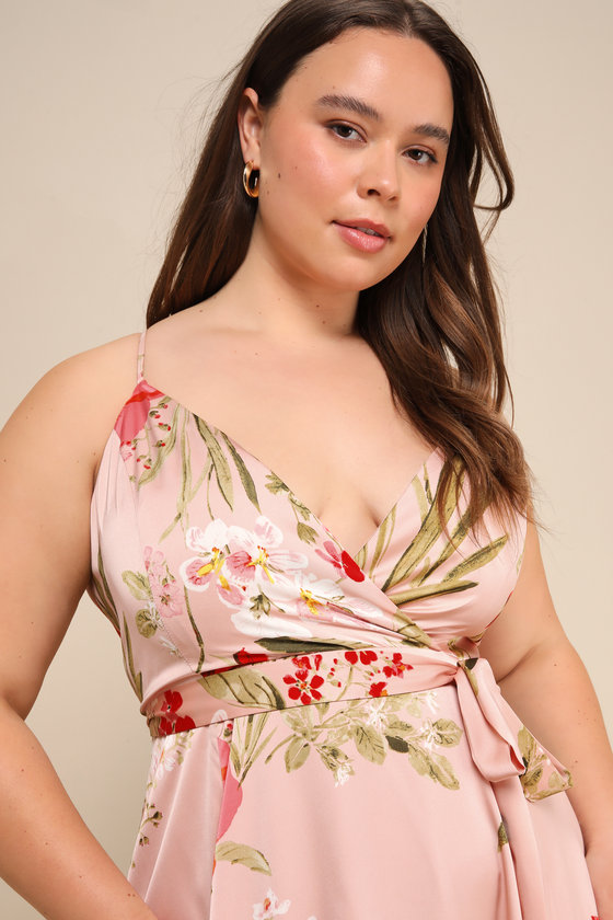 Still the One Blush Pink Floral Print Satin Maxi Dress