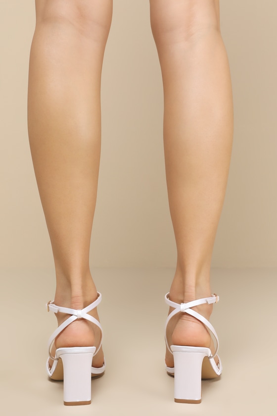 Loxley White Satin Ankle Strap High Heel Sandals