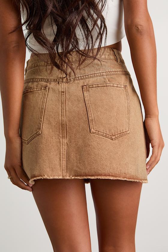 Noam Washed Brown Twill Mini Skirt