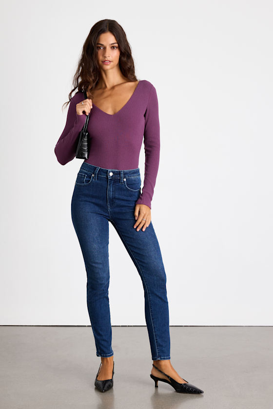 Easygoing Chic Purple Long Sleeve Bodysuit