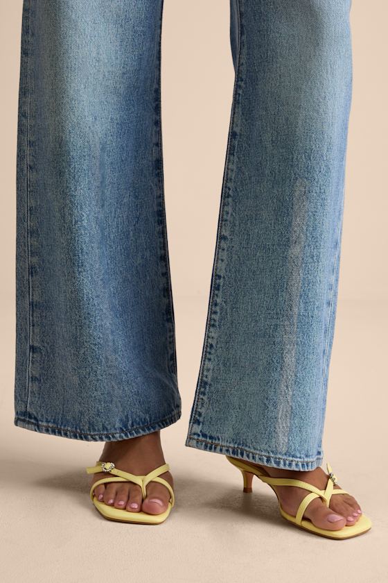 Noreen Celestial Yellow Thong Kitten Heel Sandals