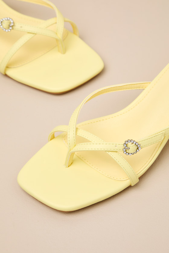 Noreen Celestial Yellow Thong Kitten Heel Sandals