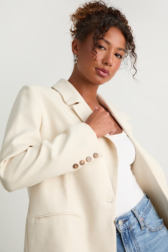 Maita Ivory Linen Oversized Blazer