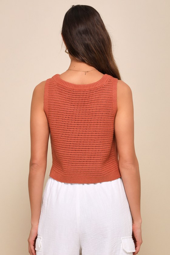 Get the Look Rust Orange Loose Knit Sweater Tank Top