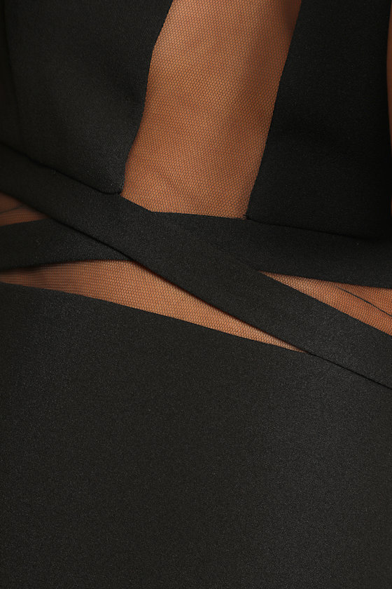 Not Meshing Around Black Cutout Bodycon Midi Dress