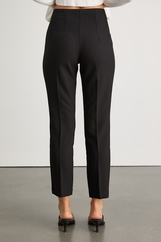 Cleo Black Tailored High-Rise Slim Leg Trouser Pants
