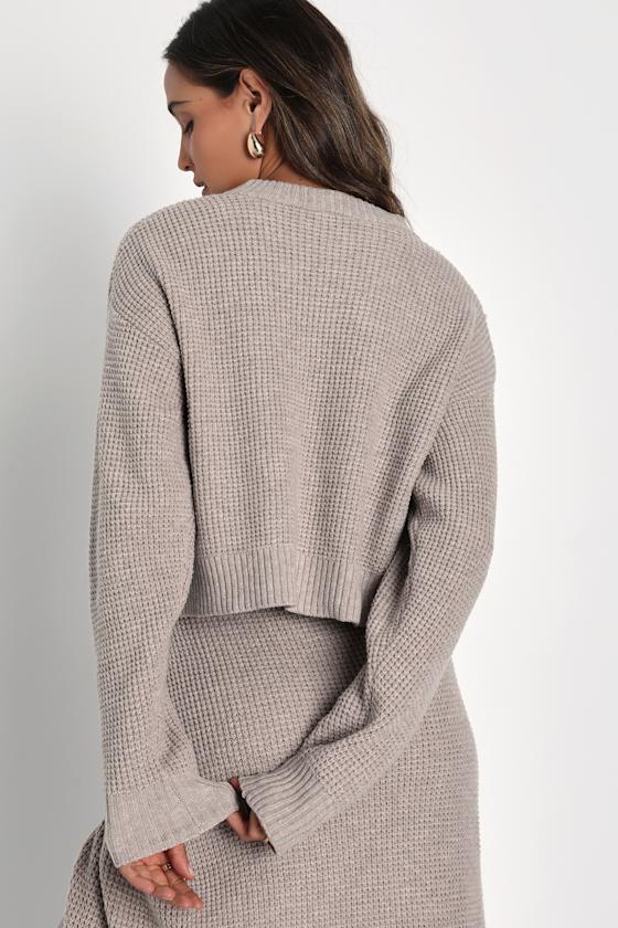 Autumn Sweetheart Beige Waffle Knit Two-Piece Sweater Dress