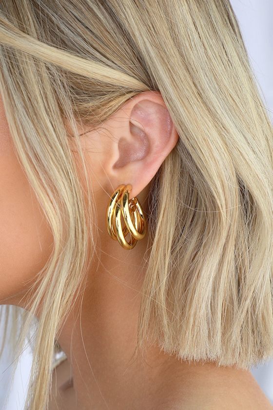 Three's A Crowd 24KT Gold Triple Hoop Earrings