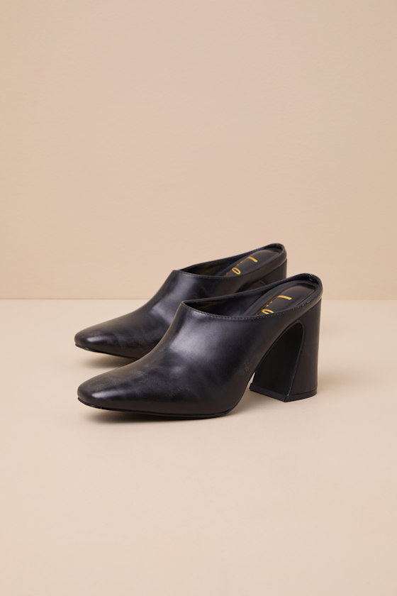 Londynn Black Square-Toe Mule Pumps