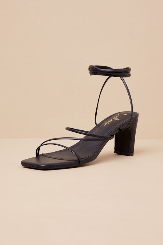 Aliah Black Lace-Up High Heel Sandals