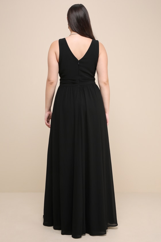 Thoughts of Hue Black Surplice Maxi Dress