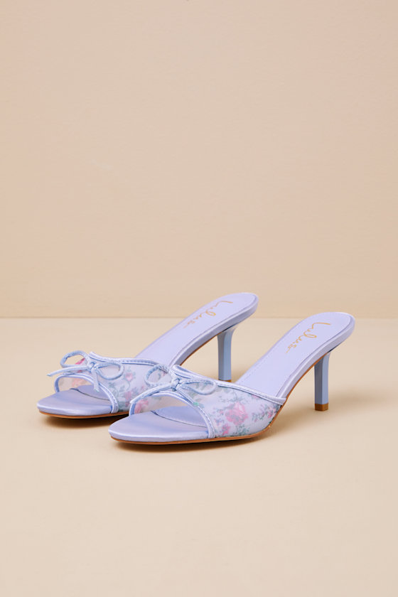 Pamina Periwinkle Satin Bow Slide High Heel Sandals