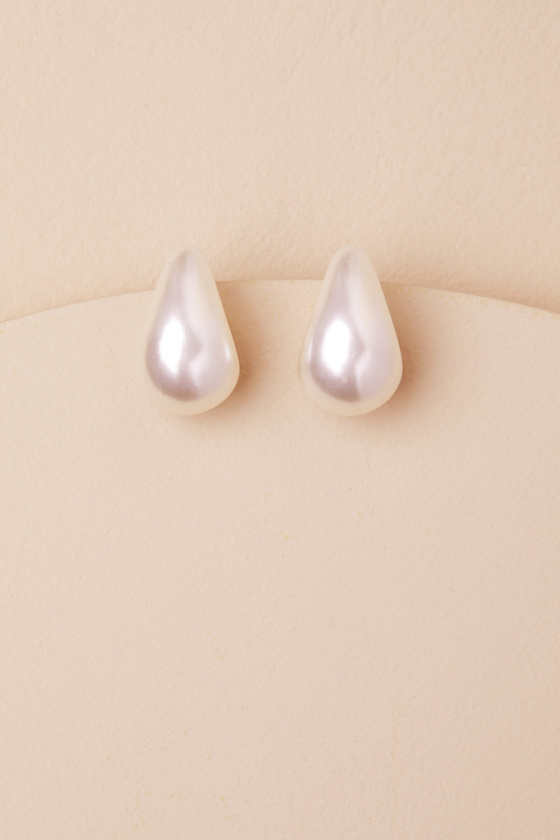 Dali White Teardrop Hoop Earrings