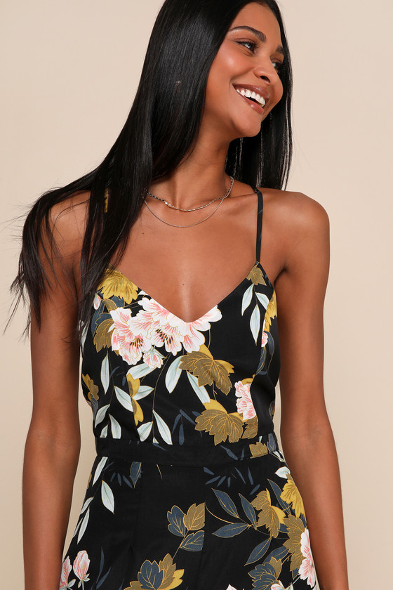Beautiful Blooms Black Floral Print Wide-Leg Jumpsuit