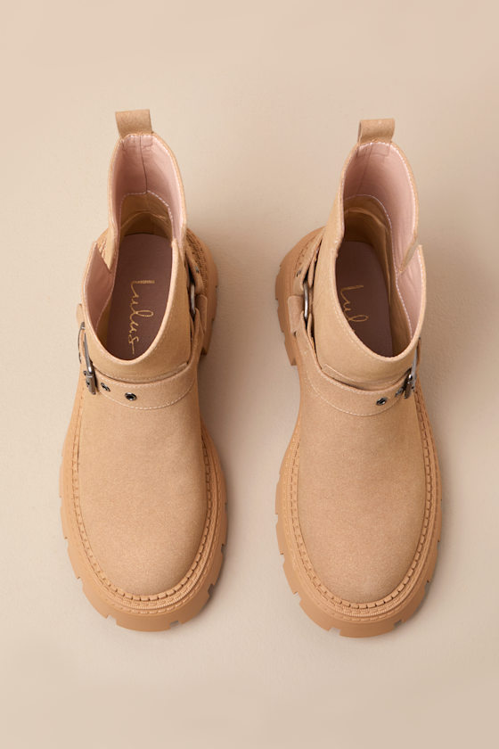 Rylander Sand Suede Moto Ankle Boots