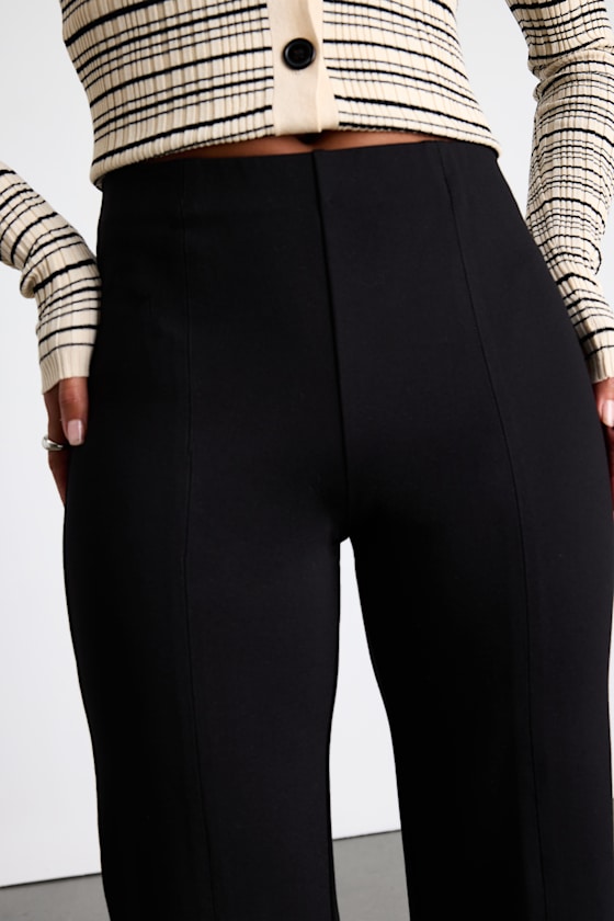 Quinn Black Ponte Mid-Rise Straight Leg Cropped Pants