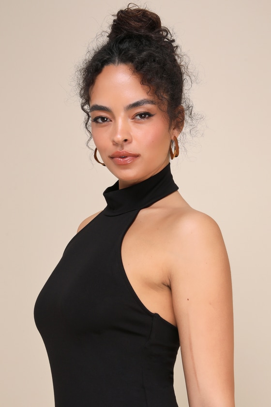 Simply Enchanted Black Halter Midi Dress