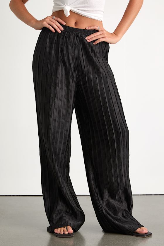 Majorly Envied Black Pleated Wide-Leg Pants