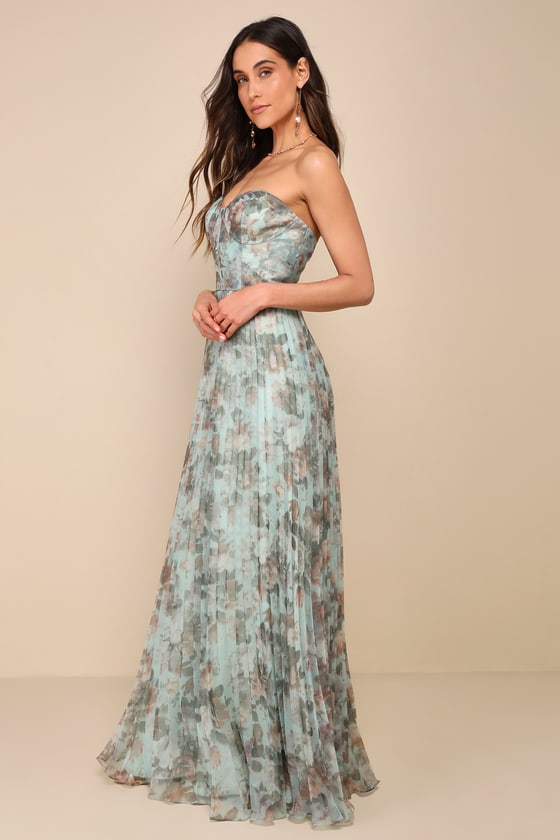 Most Beautiful Day Sage Multi Floral Print Organza Maxi Dress