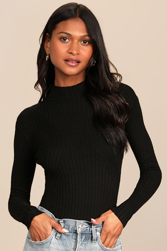 Crawford Black Long Sleeve Mock Neck Bodysuit