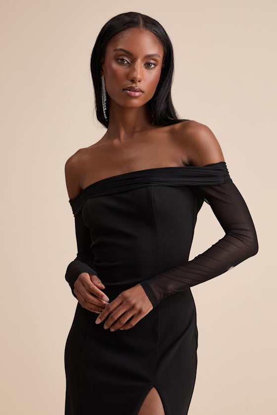 Rafaella Black Backless Off-the-Shoulder Maxi Dress