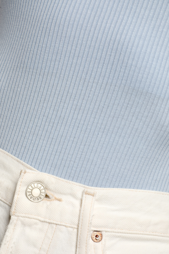 Sweet Crush Light Blue Ribbed Square Neck Bodysuit